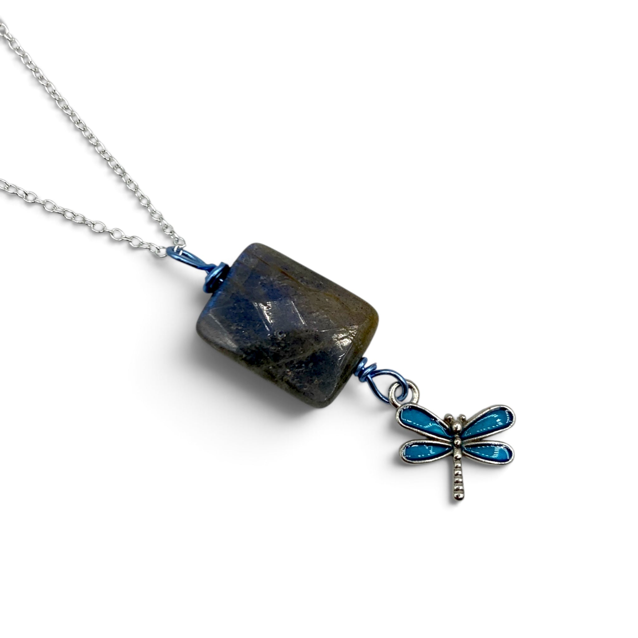 Necklace - Labradorite with Dragonfly Charm $40